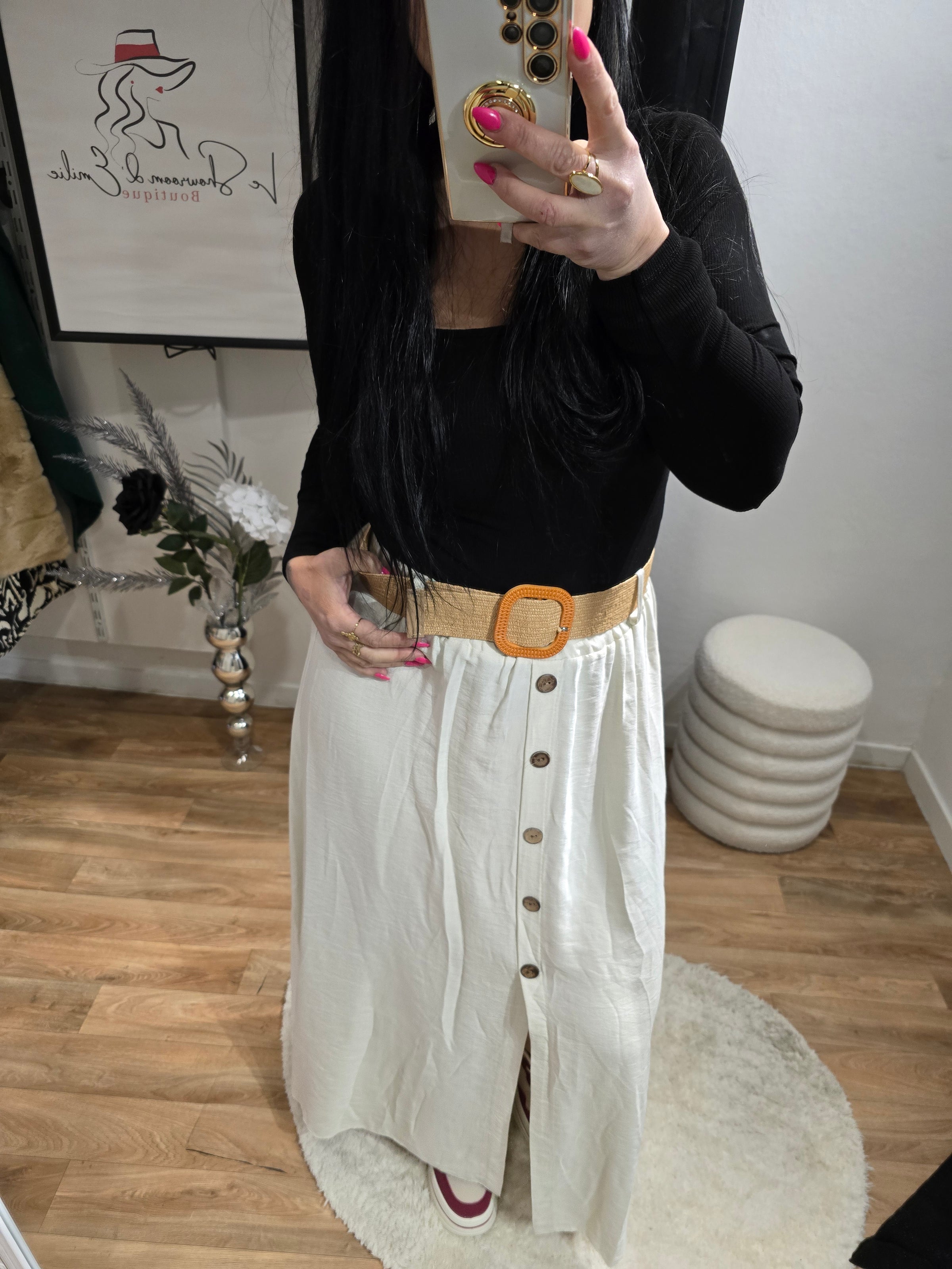 Jupe JADE beige avec ceinture