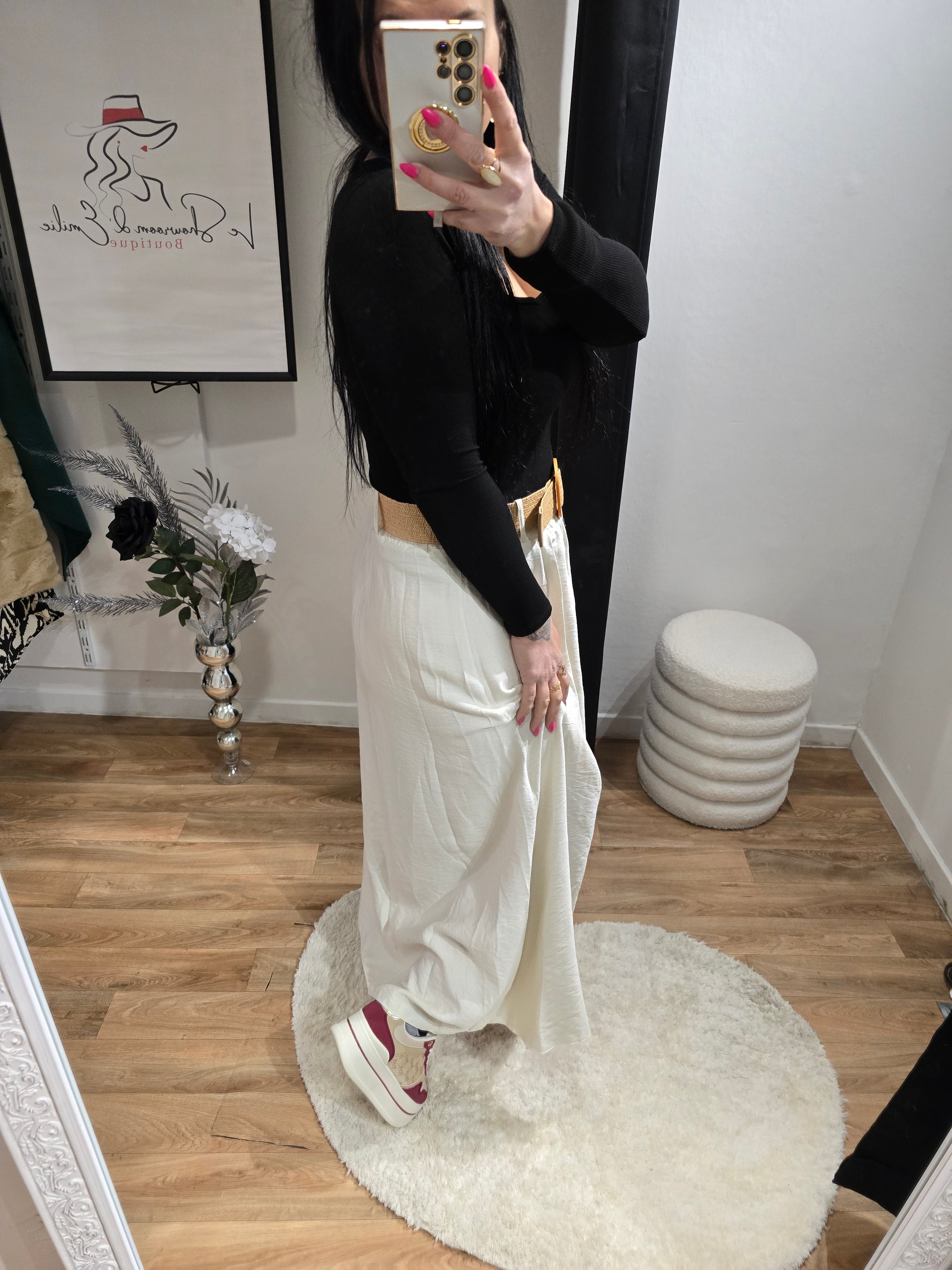 Jupe JADE beige avec ceinture