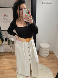 Jupe JADE beige avec ceinture