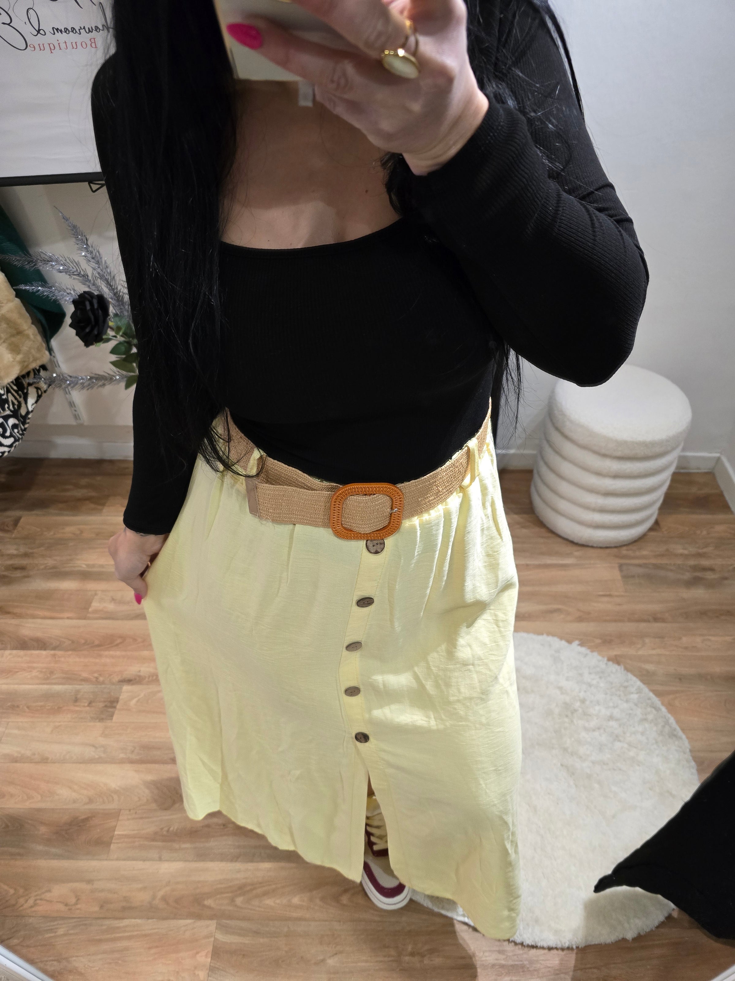 Jupe JADE jaune avec ceinture