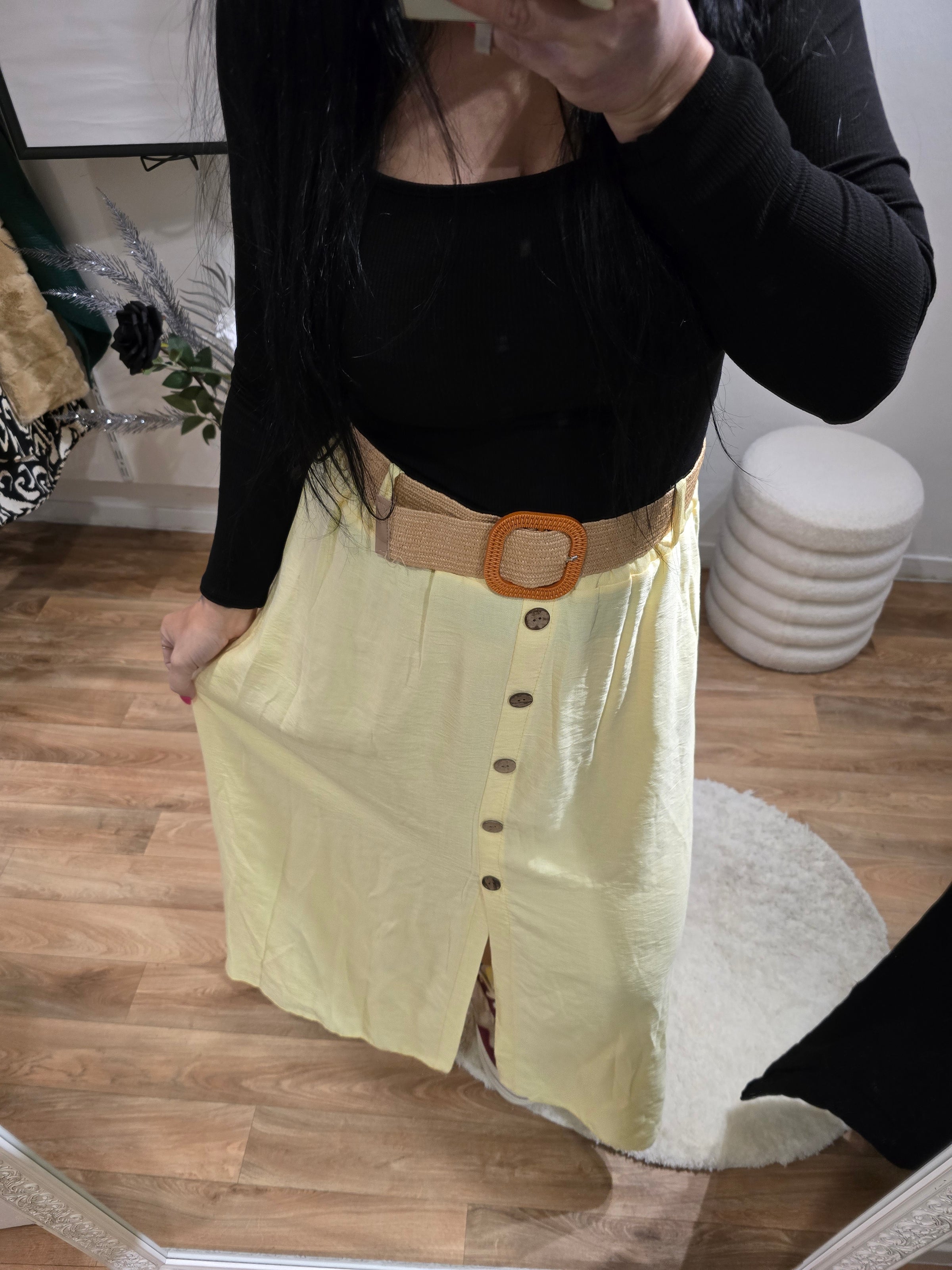 Jupe JADE jaune avec ceinture