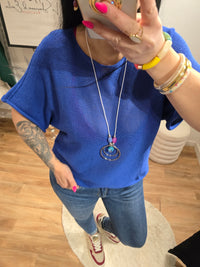 Top MIYA bleu roi + collier