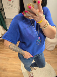 Top MIYA bleu roi + collier