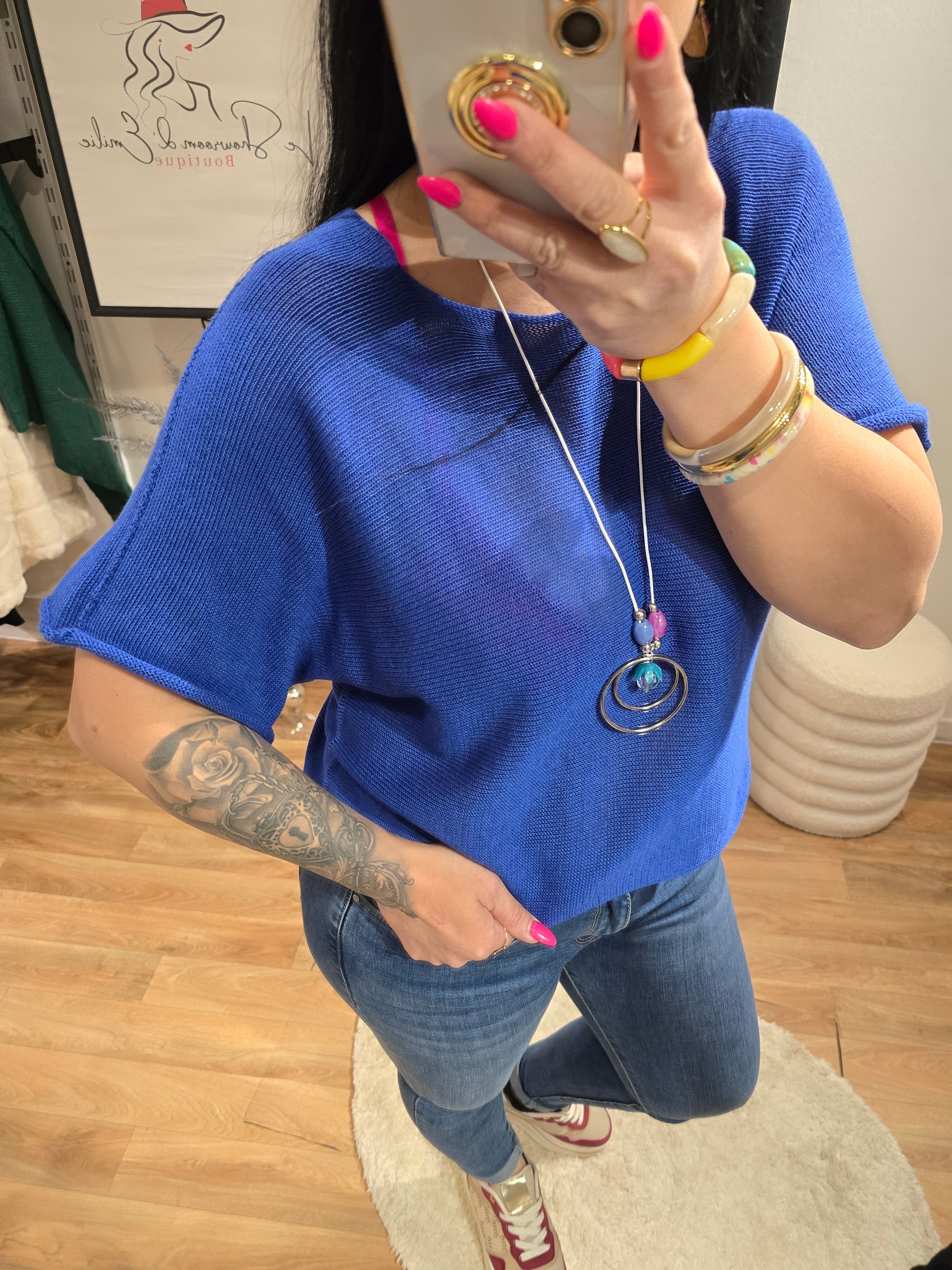 Top MIYA bleu roi + collier