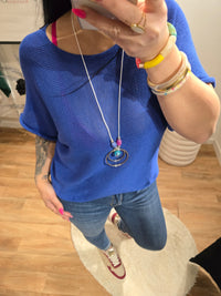 Top MIYA bleu roi + collier