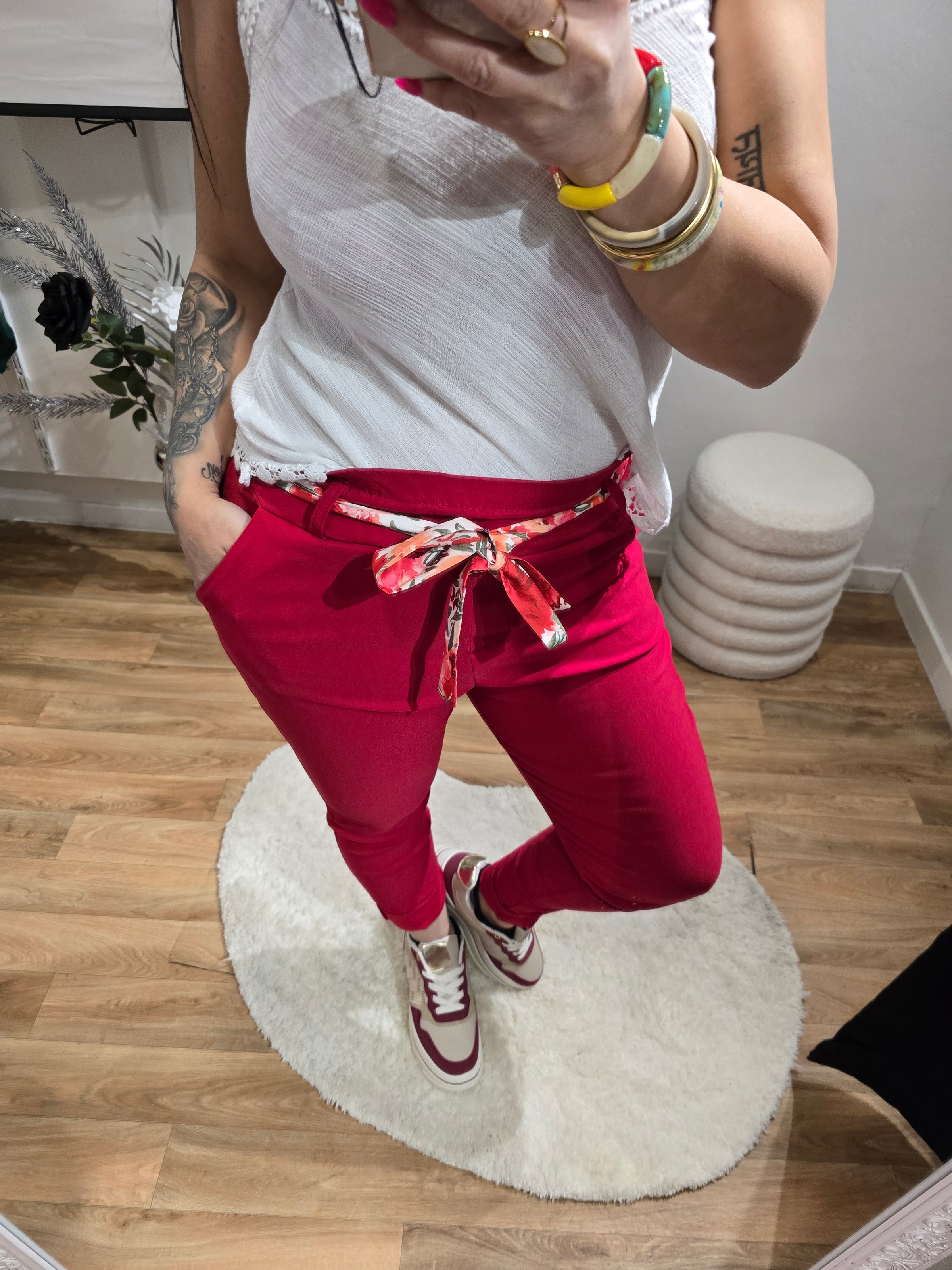 Pantalon FLORA rouge