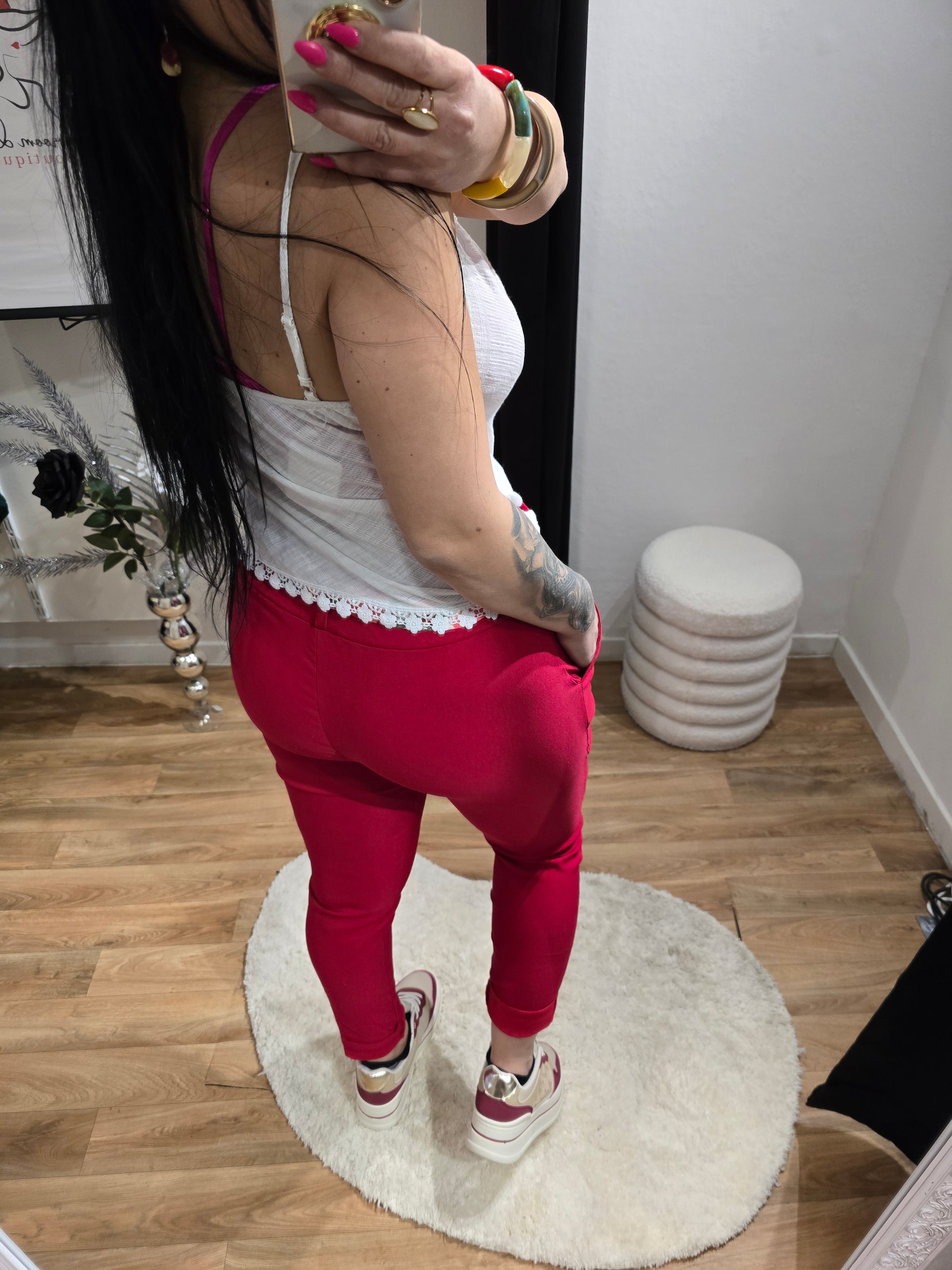 Pantalon FLORA rouge