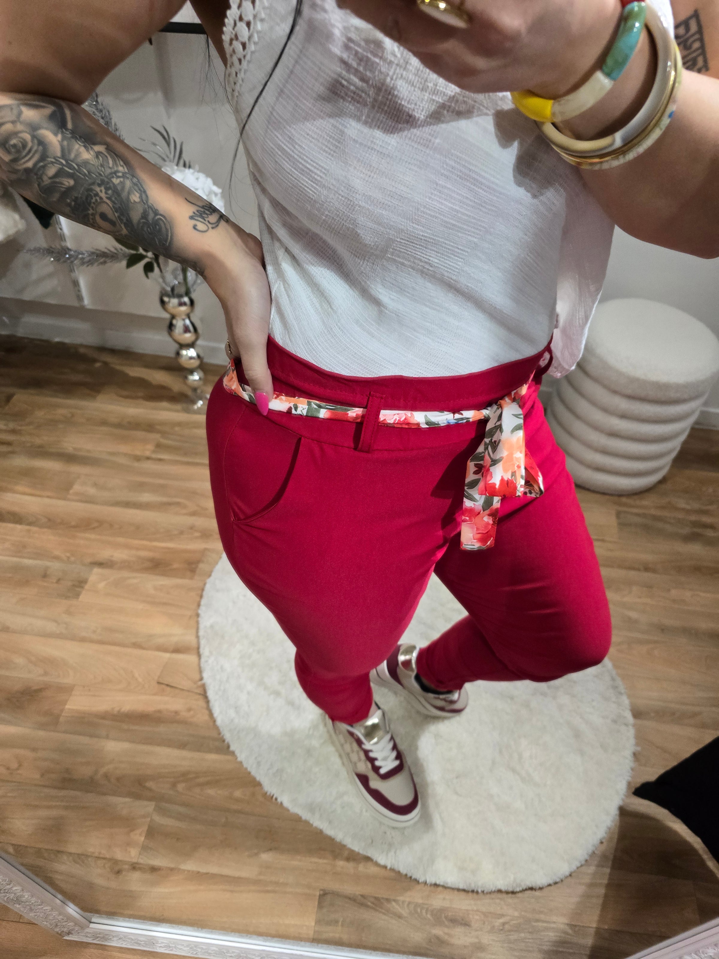 Pantalon FLORA rouge