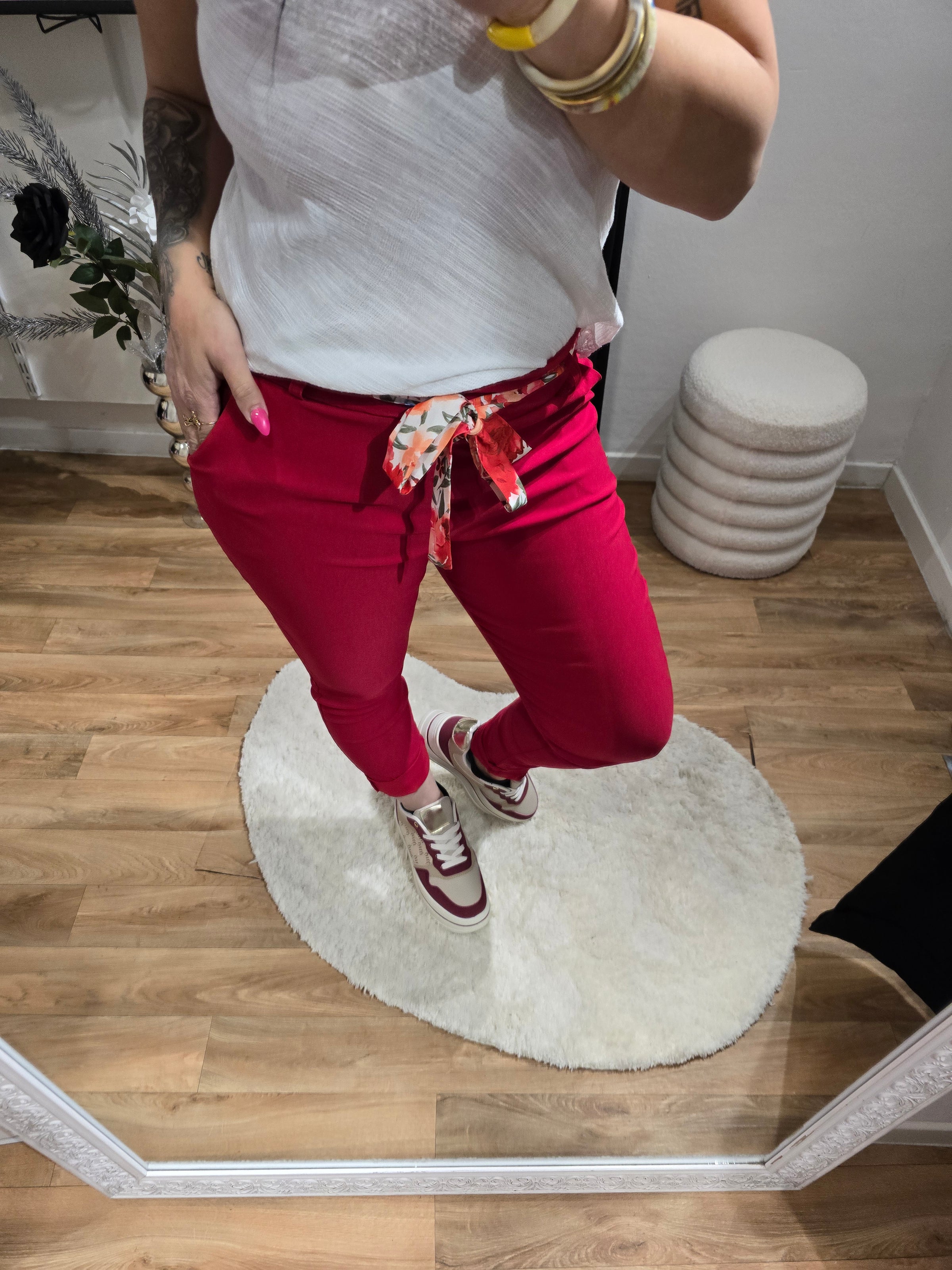 Pantalon FLORA rouge