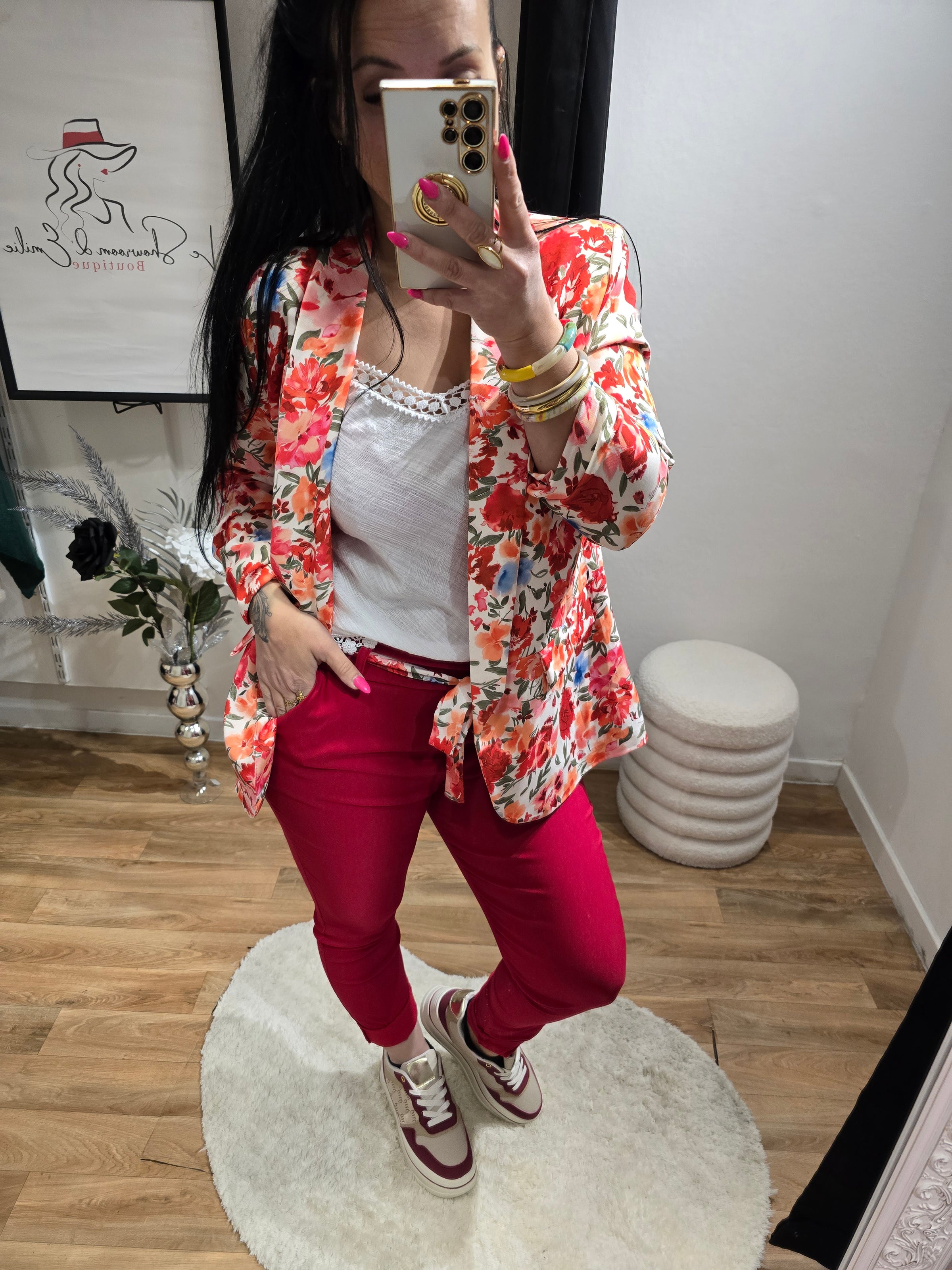 Pantalon FLORA rouge