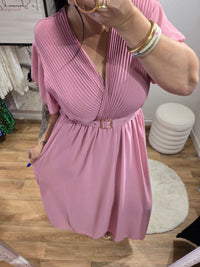 Robe SIANA rose avec ceinture