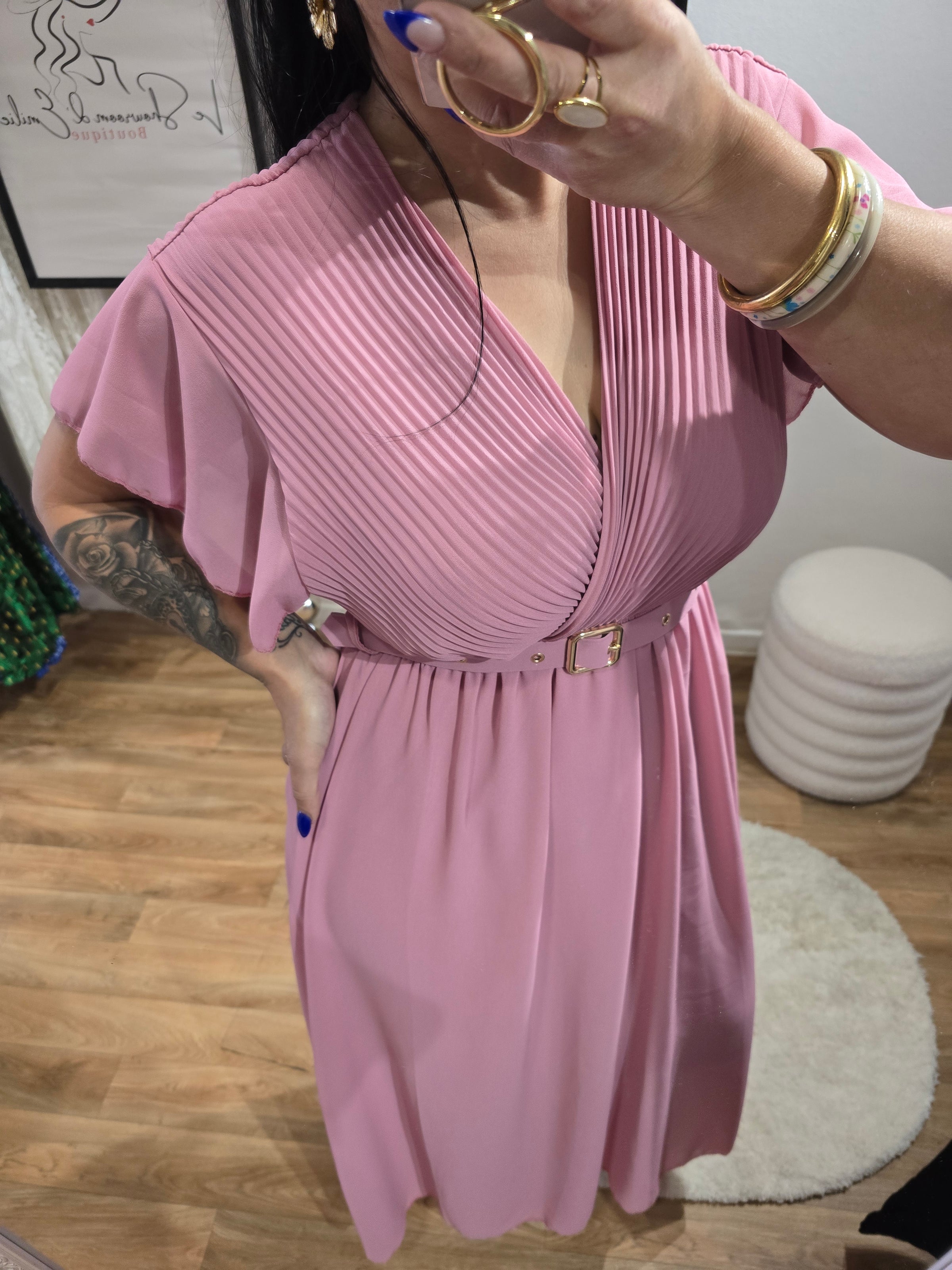Robe SIANA rose avec ceinture