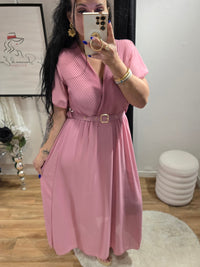 Robe SIANA rose avec ceinture