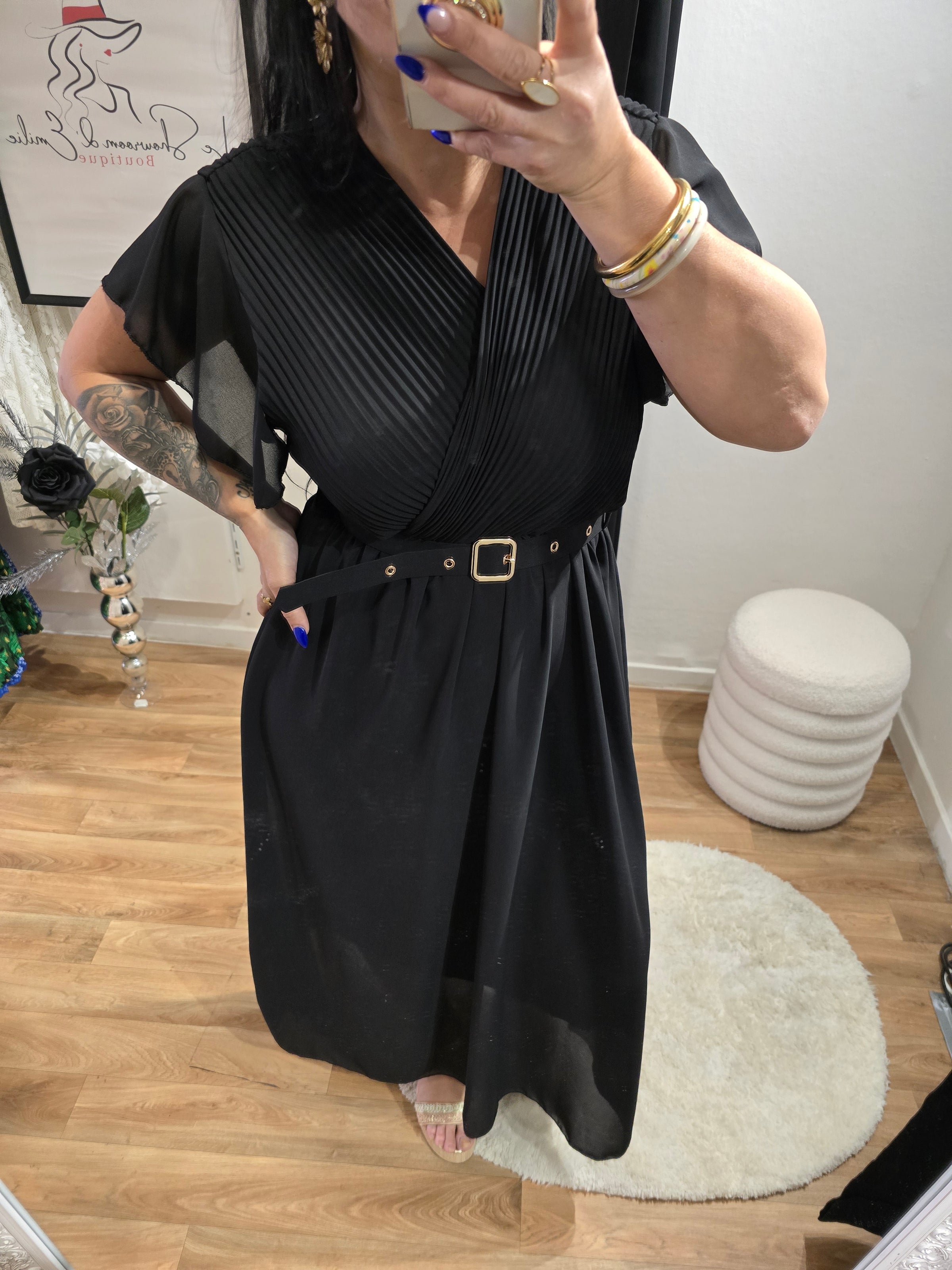 Robe SIANA noir avec ceinture