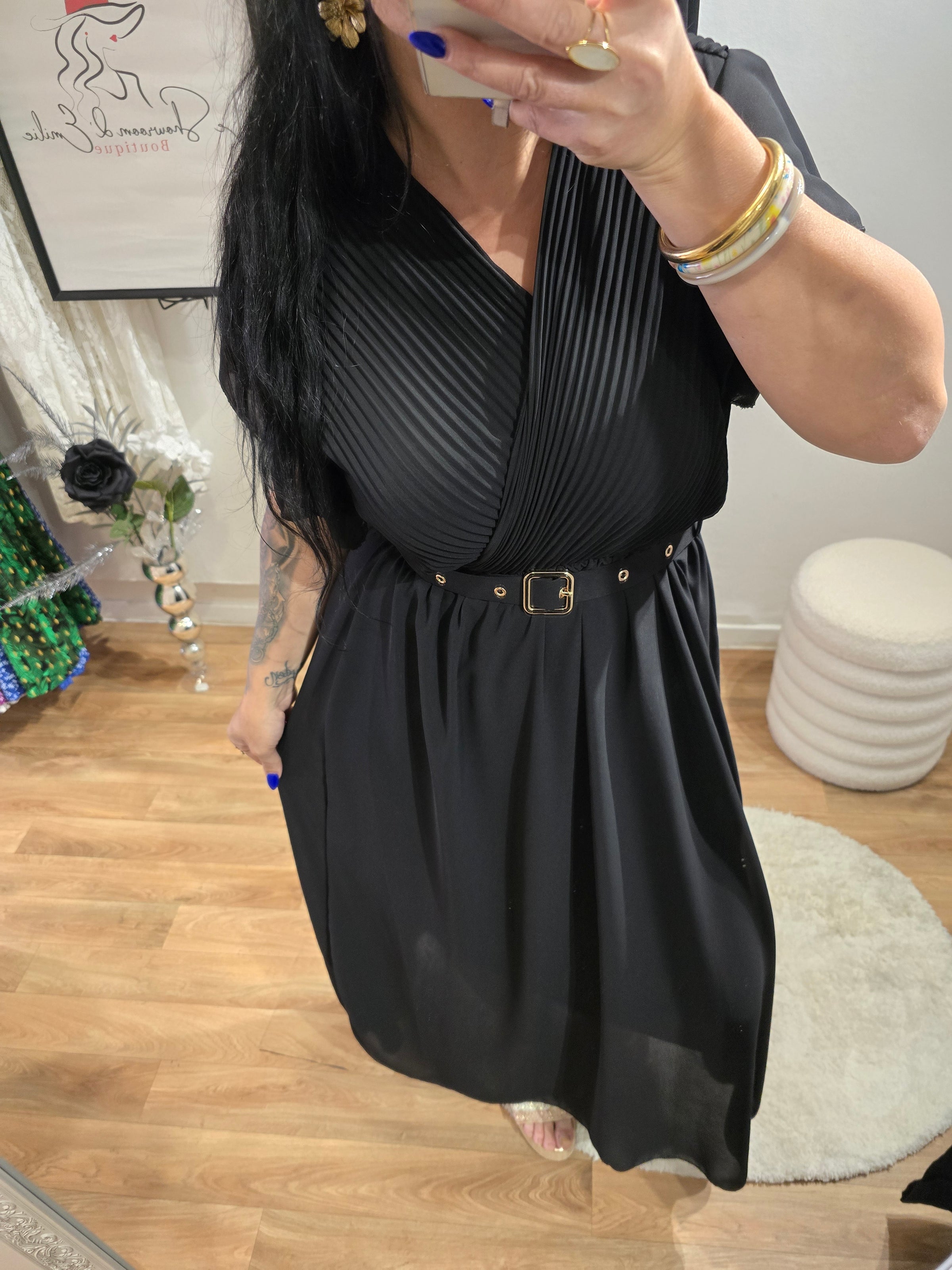 Robe SIANA noir avec ceinture