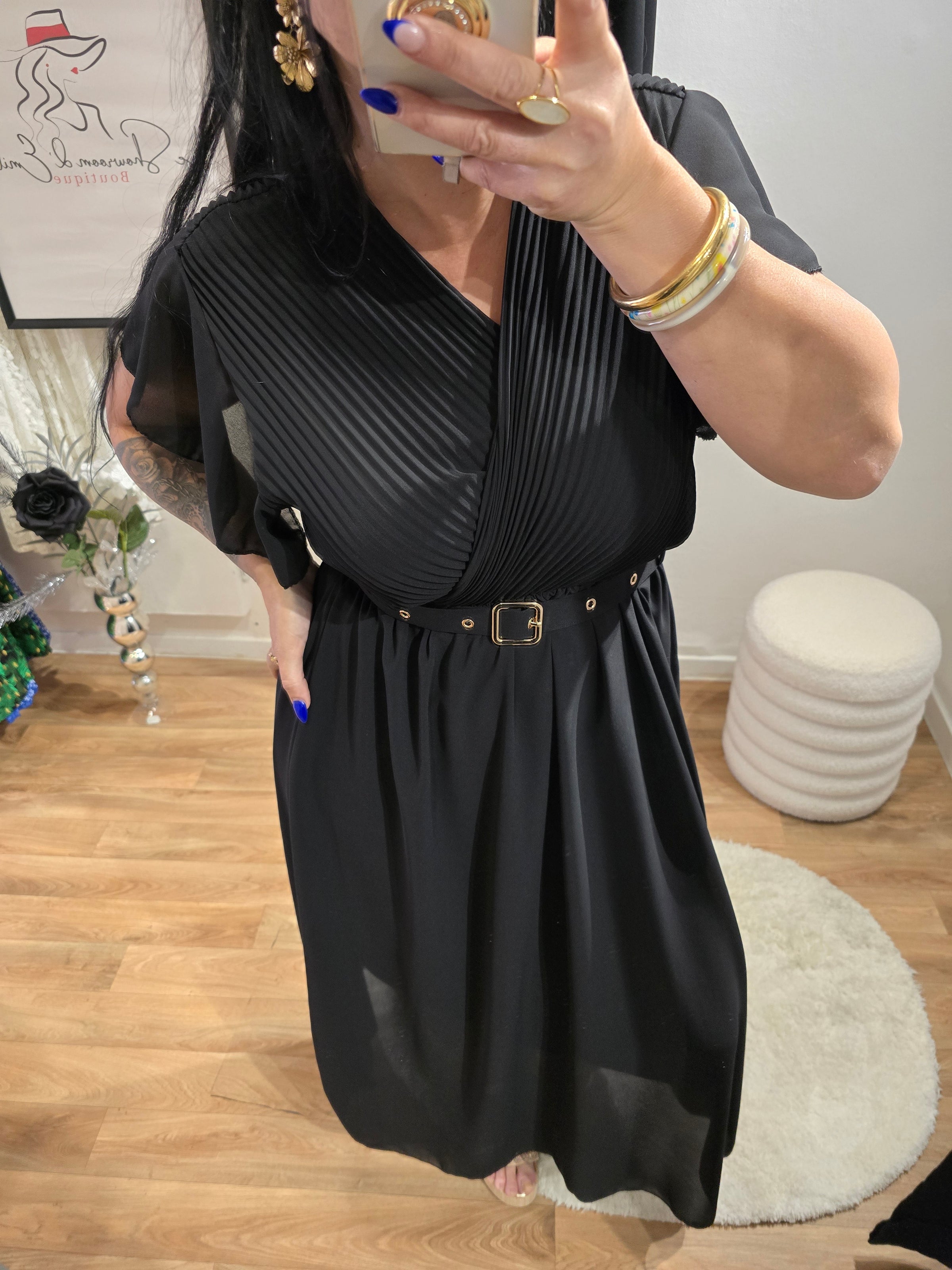 Robe SIANA noir avec ceinture