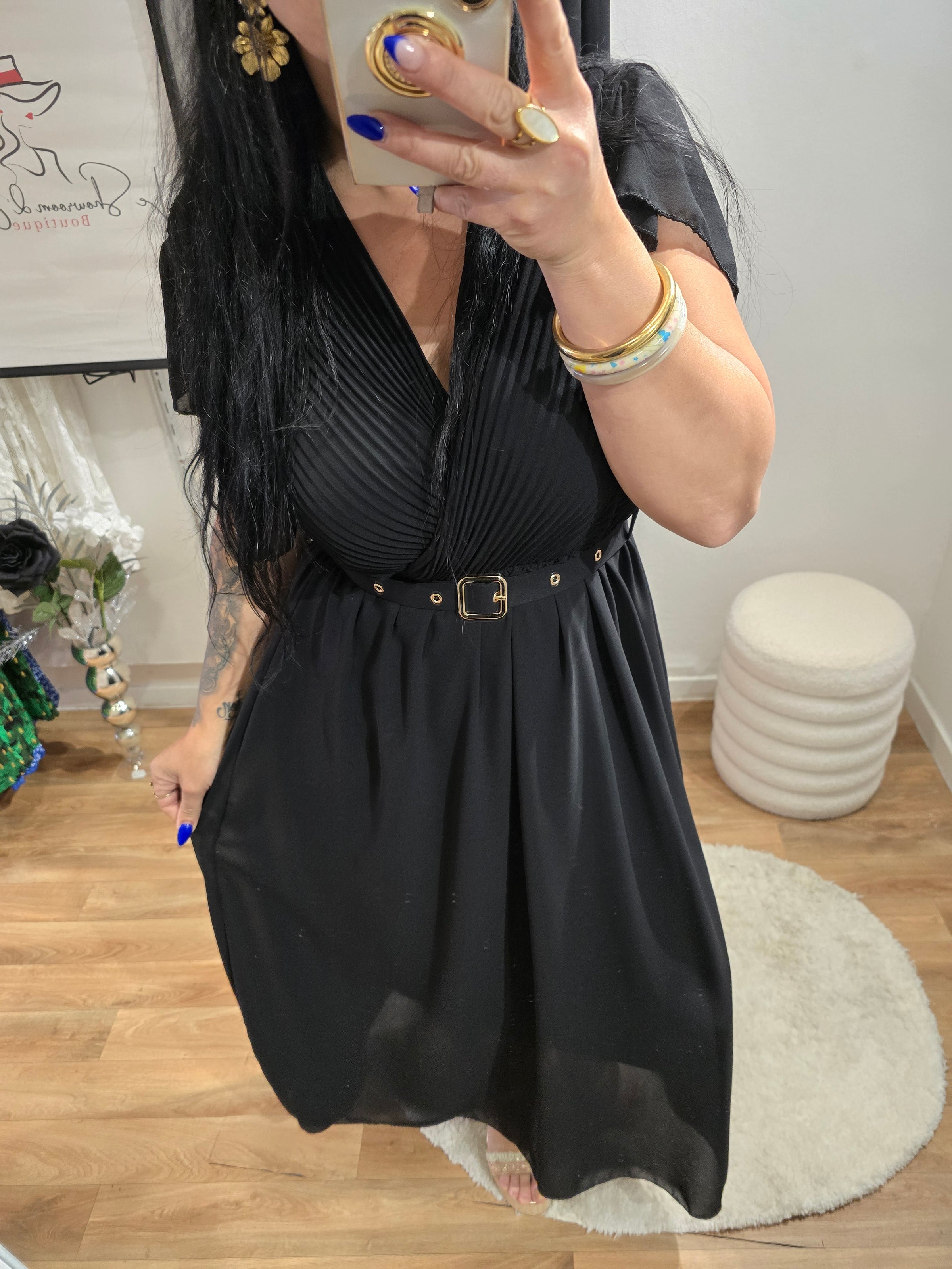 Robe SIANA noir avec ceinture