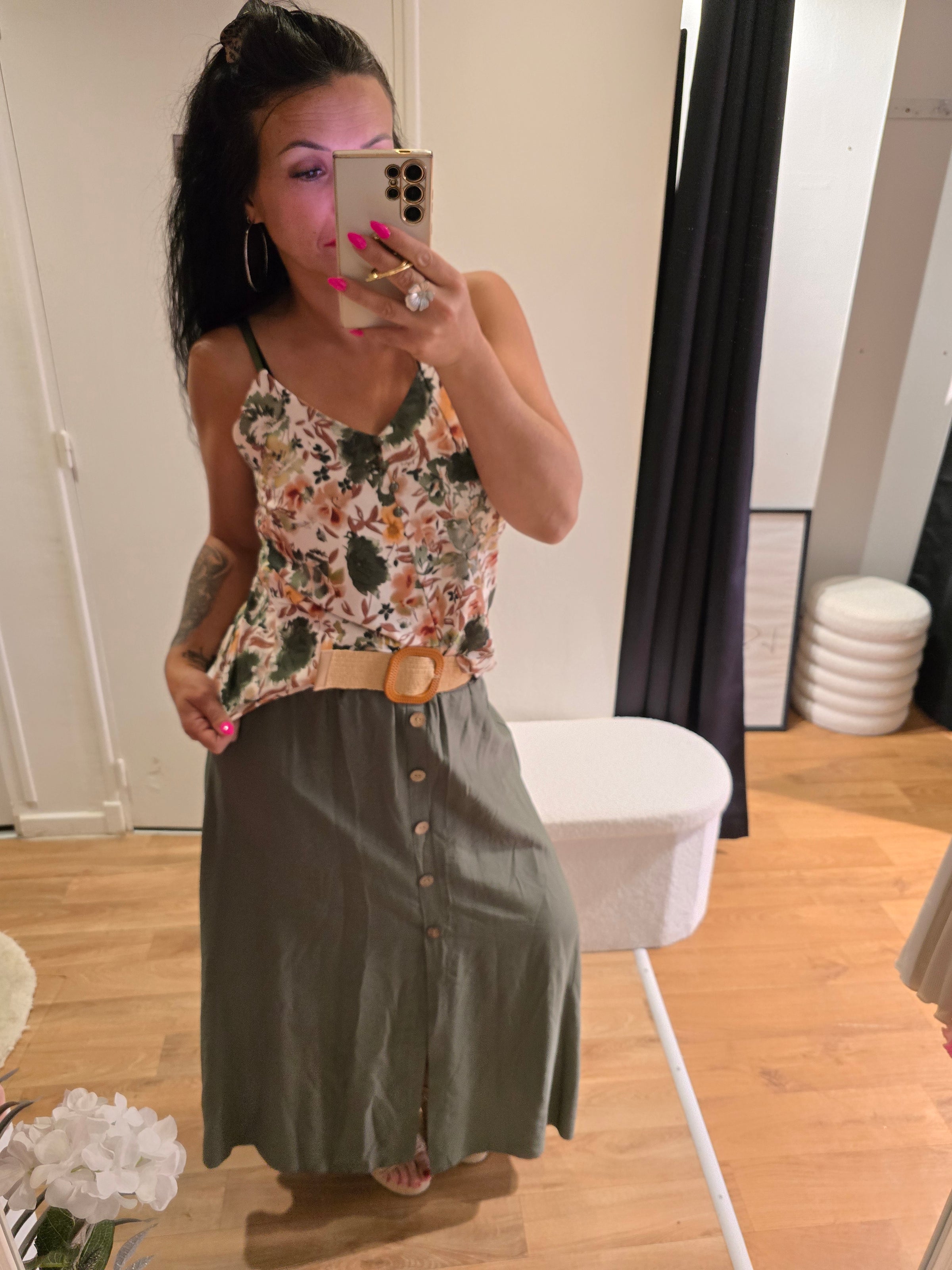 Jupe JADE avec ceinture kaki