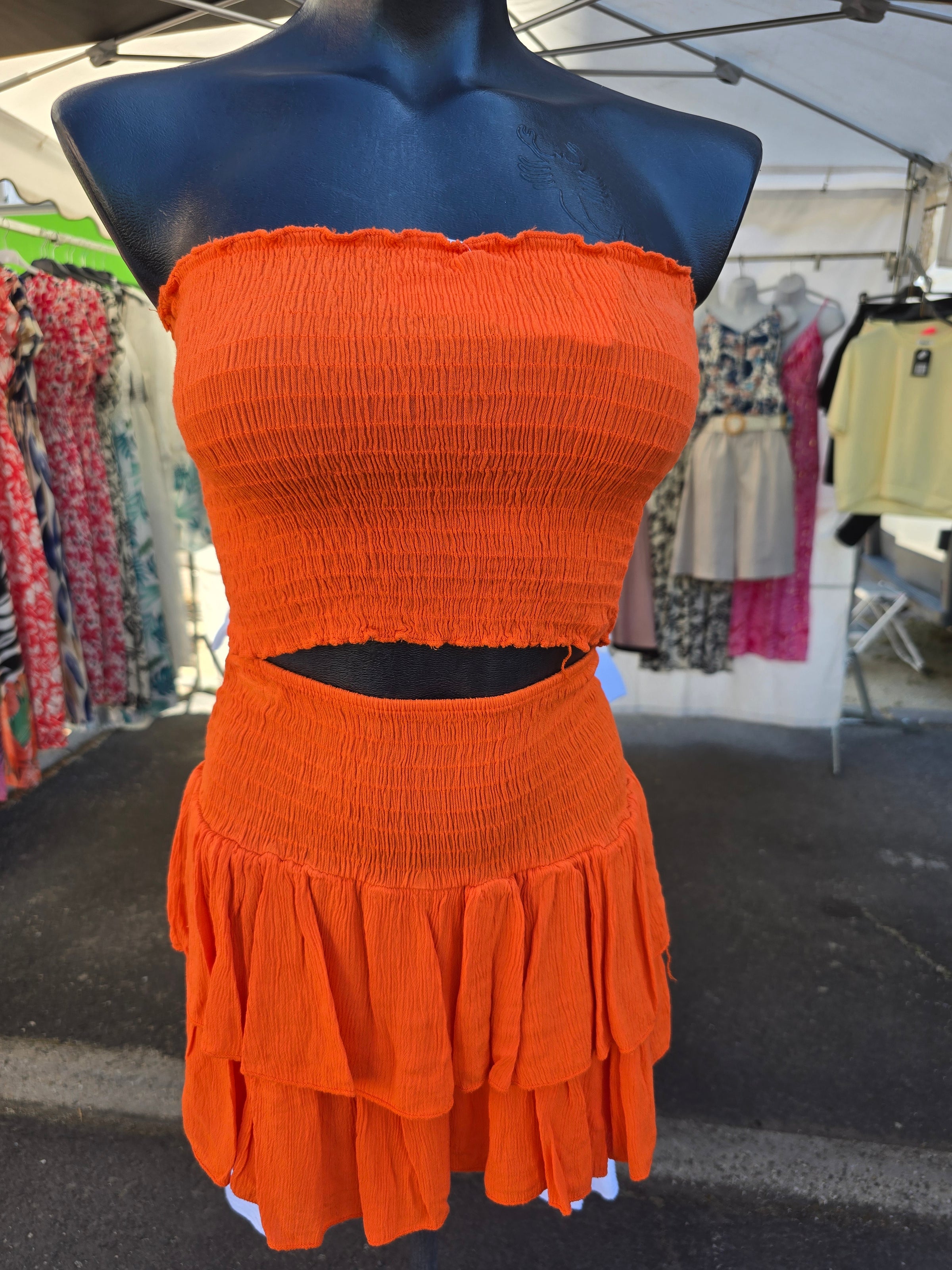 Ensemble bandeau + jupe-short LEO orange