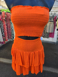 Ensemble bandeau + jupe-short LEO orange