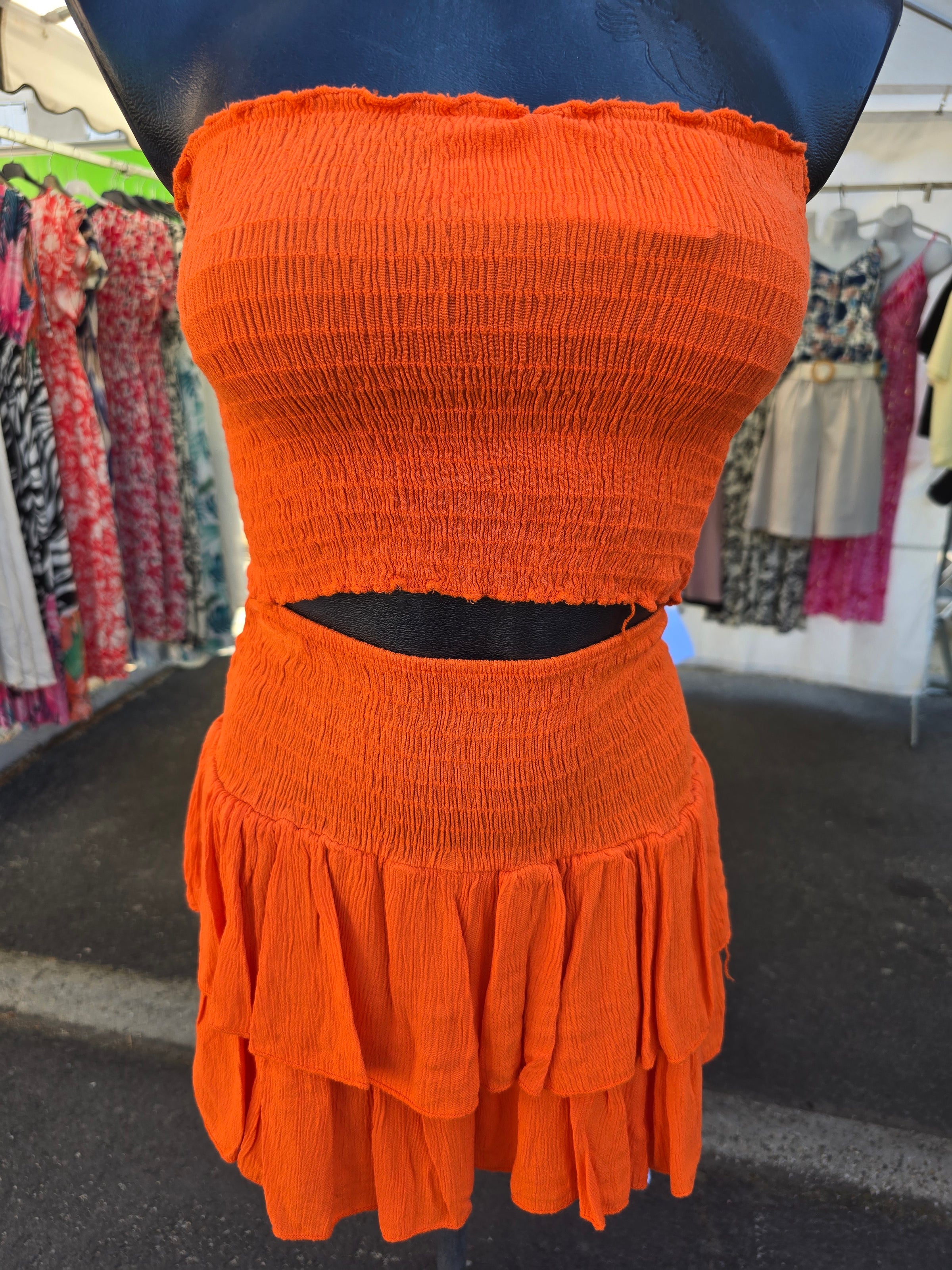 Ensemble bandeau + jupe-short LEO orange