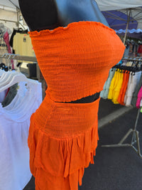 Ensemble bandeau + jupe-short LEO orange