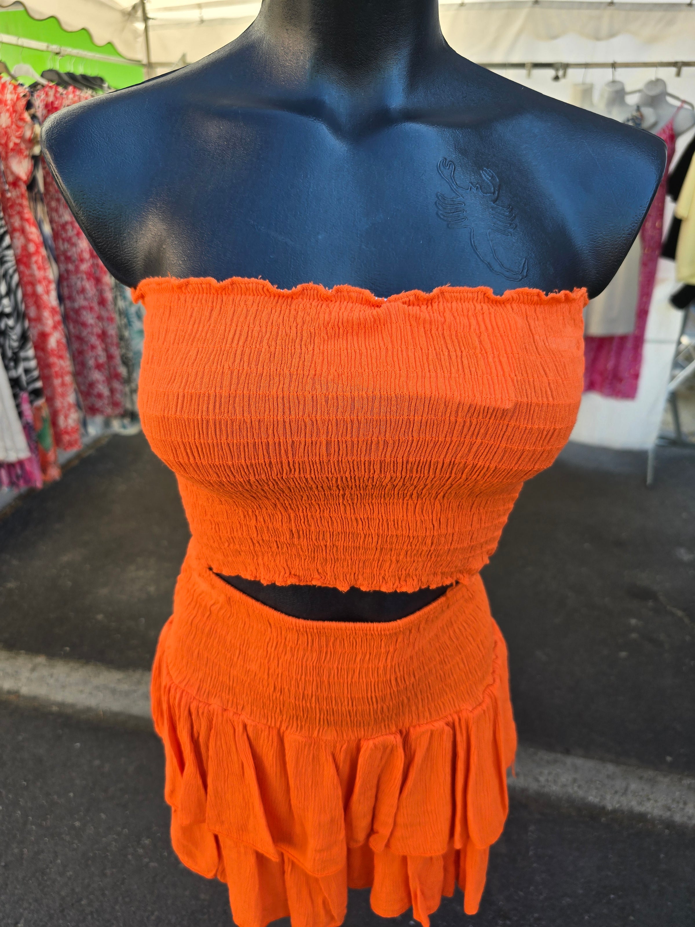 Ensemble bandeau + jupe-short LEO orange
