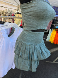 Ensemble bandeau + jupe-short LEO kaki