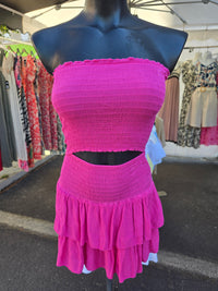 Ensemble bandeau + jupe-short LEO fuchsia