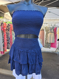 Ensemble bandeau + jupe/short LEO marine