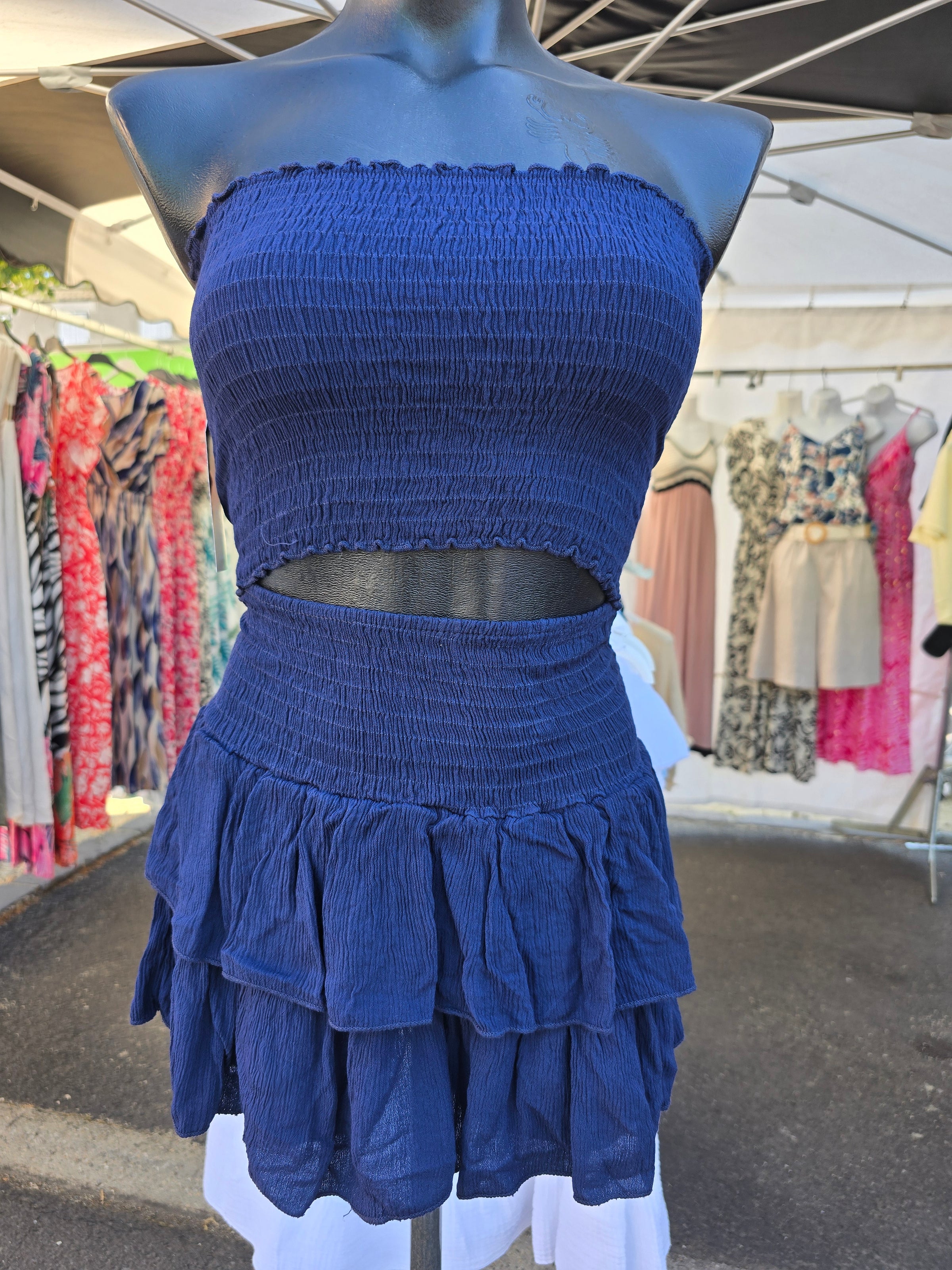 Ensemble bandeau + jupe/short LEO marine