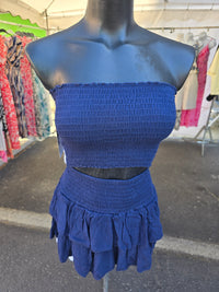 Ensemble bandeau + jupe/short LEO marine
