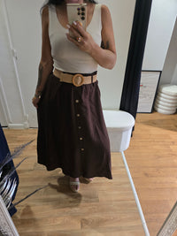 Jupe JADE chocolat avec ceinture