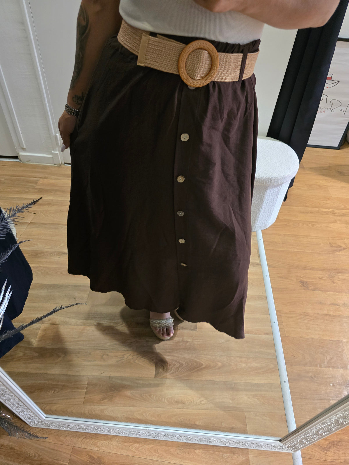 Jupe JADE chocolat avec ceinture