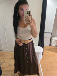 Jupe JADE chocolat avec ceinture