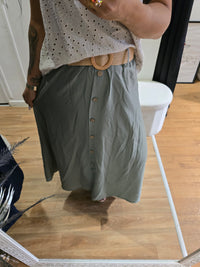 Jupe JADE vert sauge avec ceinture