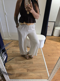 Pantalon en lin beige
