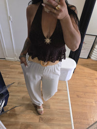 Pantalon en lin beige