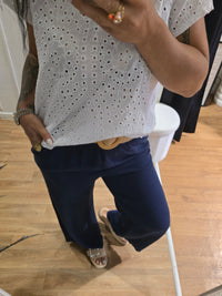 Pantalon en lin marine