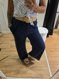 Pantalon en lin marine