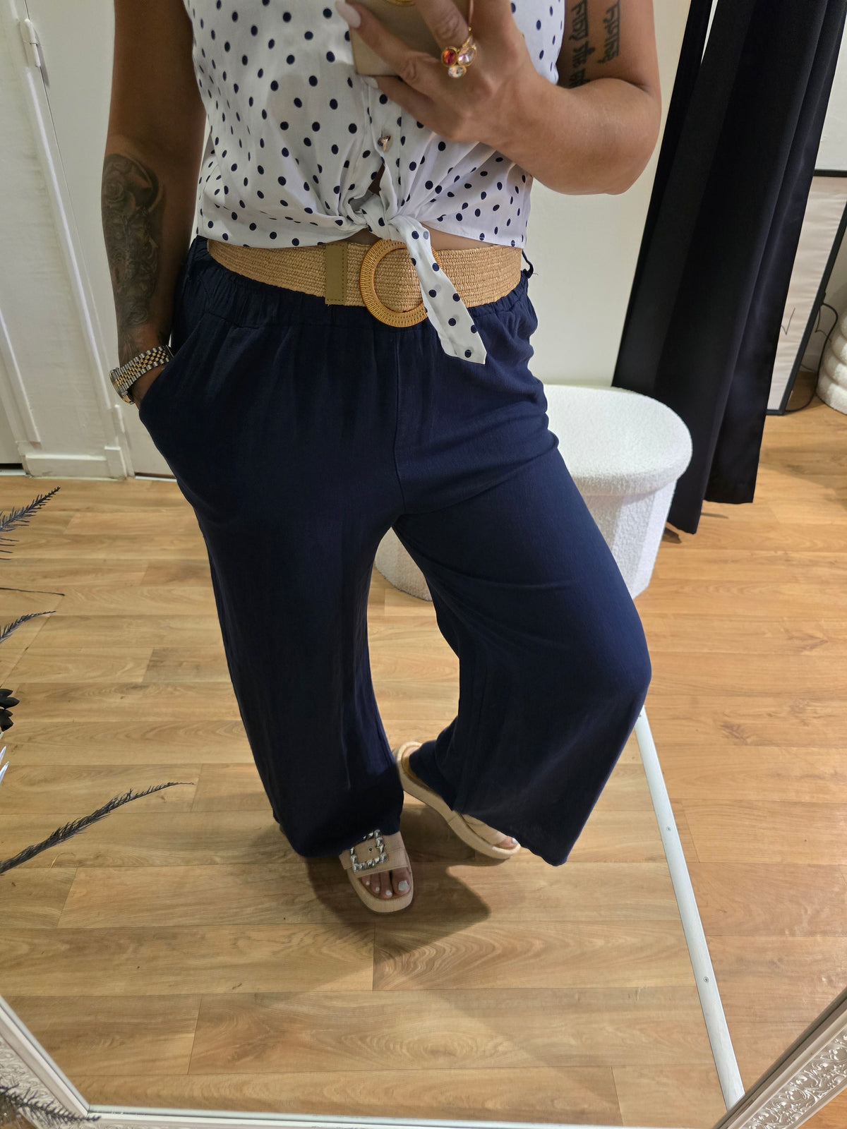 Pantalon en lin marine