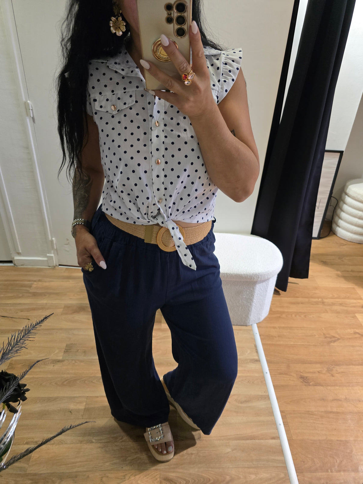 Pantalon en lin marine