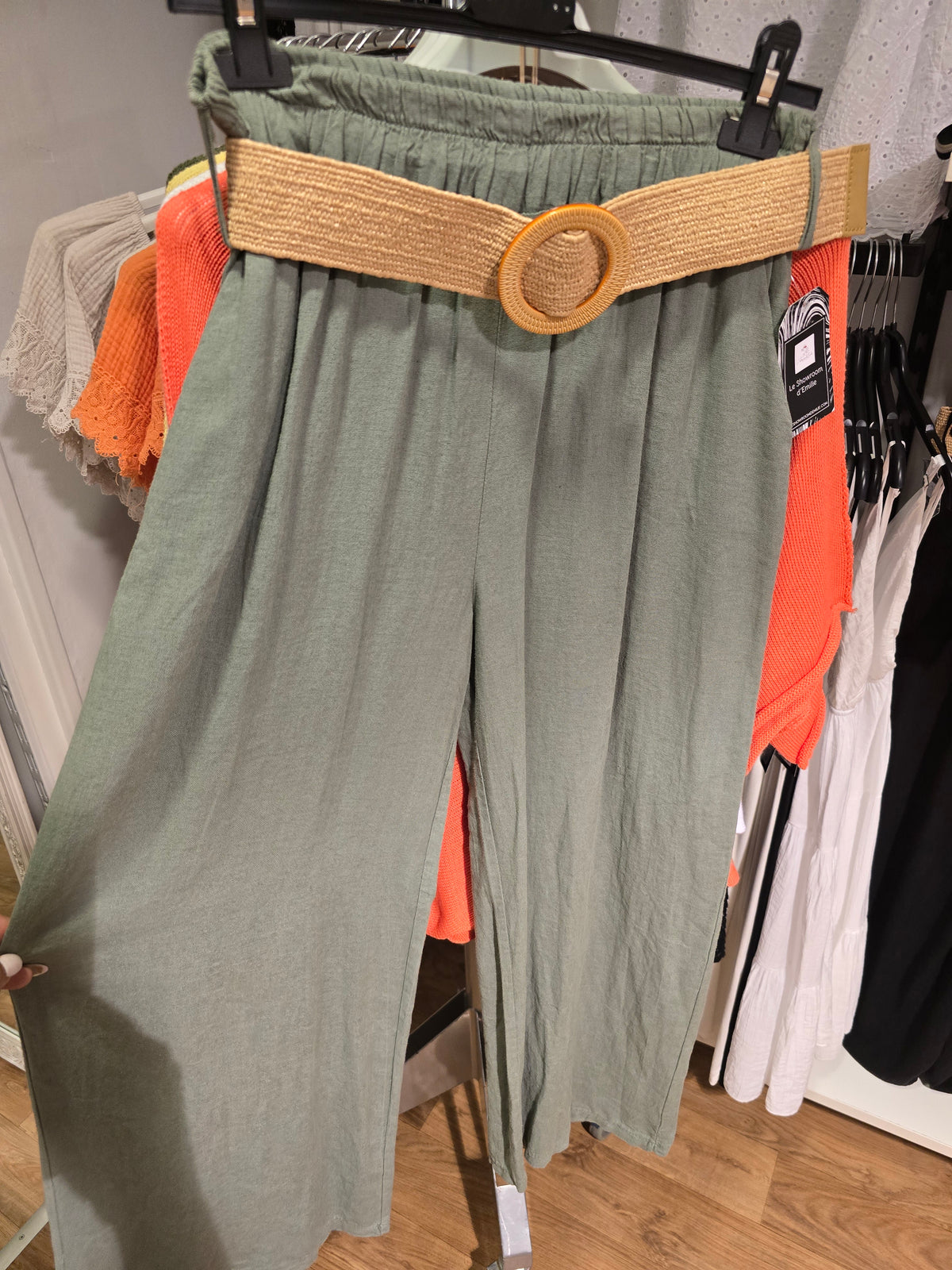 Pantalon en lin kaki