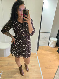 Robe à pois LOLA marron