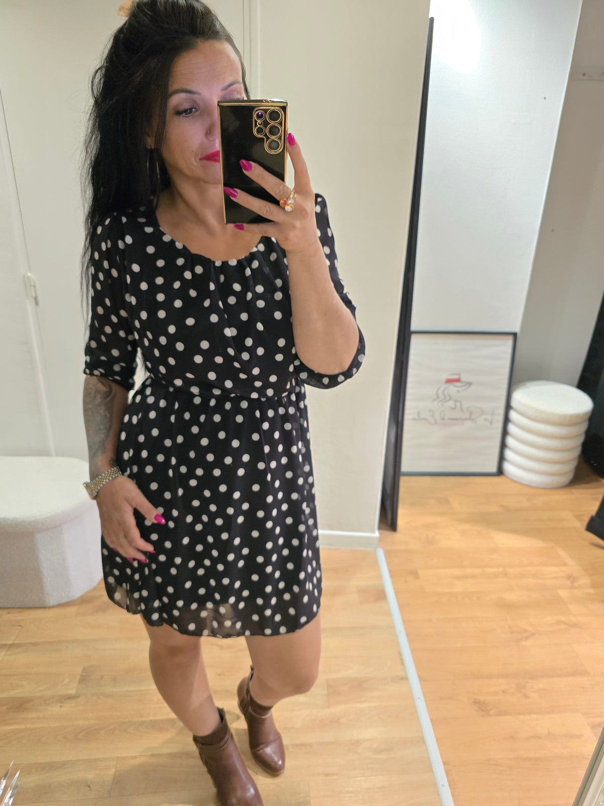 Robe à pois LOLA noir