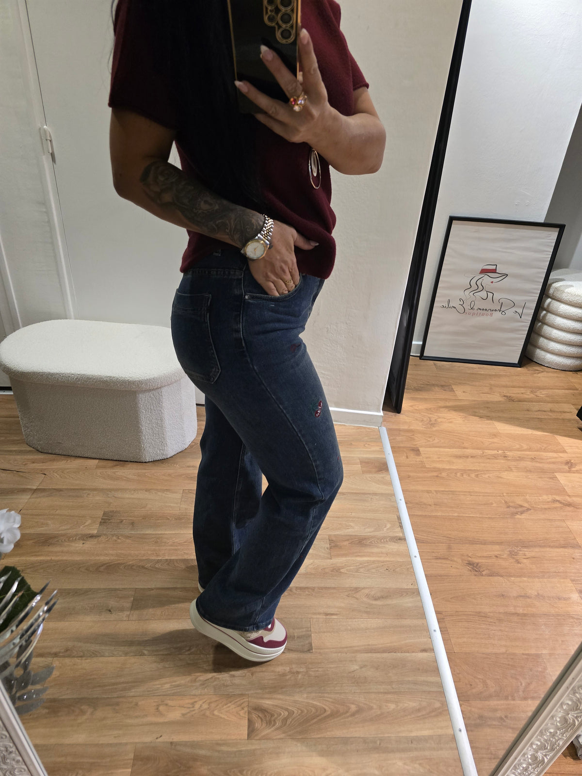 Jeans wide leg CERISE