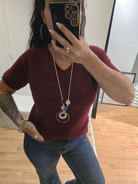 Pull + collier MANON bordeaux