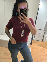 Pull + collier MANON bordeaux