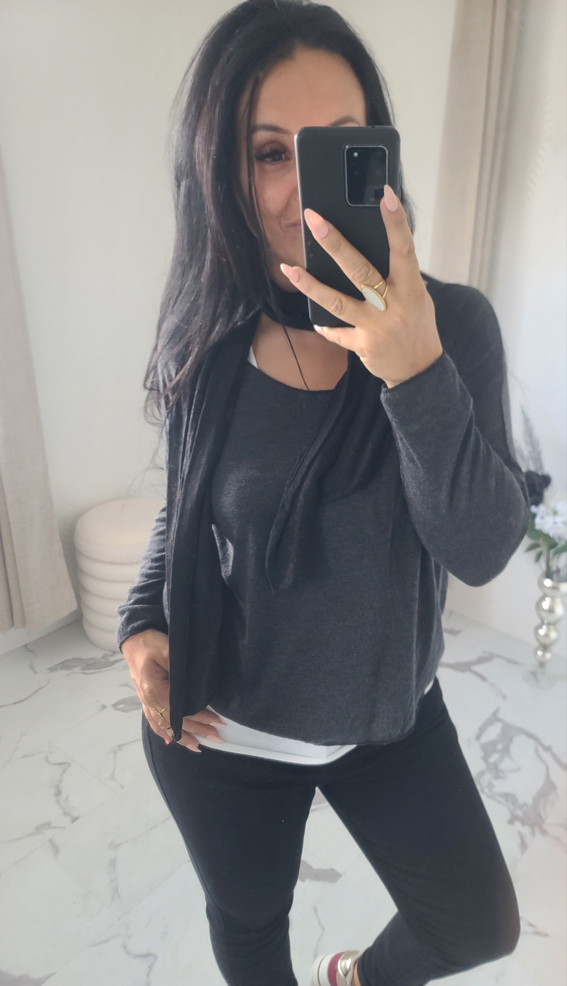 Pull 3 pièces AMAEL anthracite