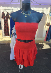 Ensemble bandeau + jupe/short LEO rouge